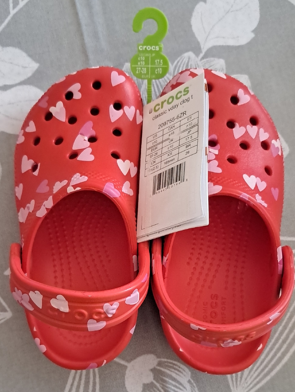 CROCS Classic Clog Cherry Red With Hearts Various Toddler & Little Girls Sizes - Picture 12 of 12
